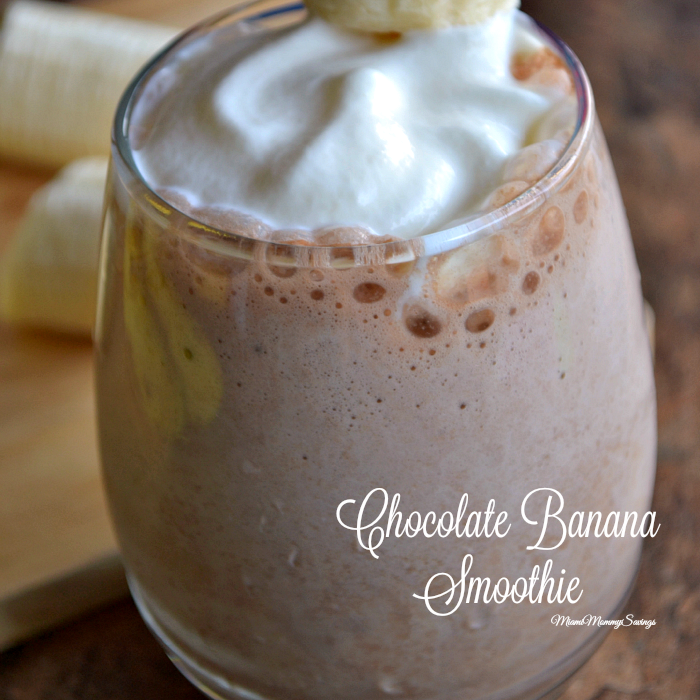 Check out this creamy, Chocolatey, Banana Smoothie made with ONLY three ingredients, more at MiamiMommySavings.com
